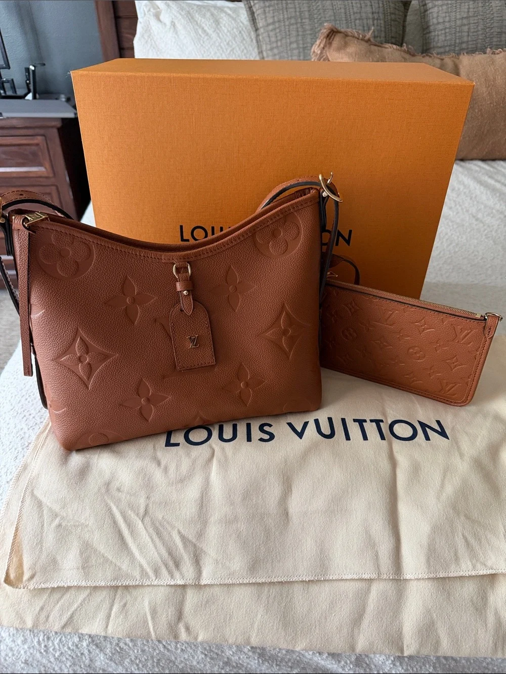 Louis Vuitton Cognac Carry All PM Shoulder Bag